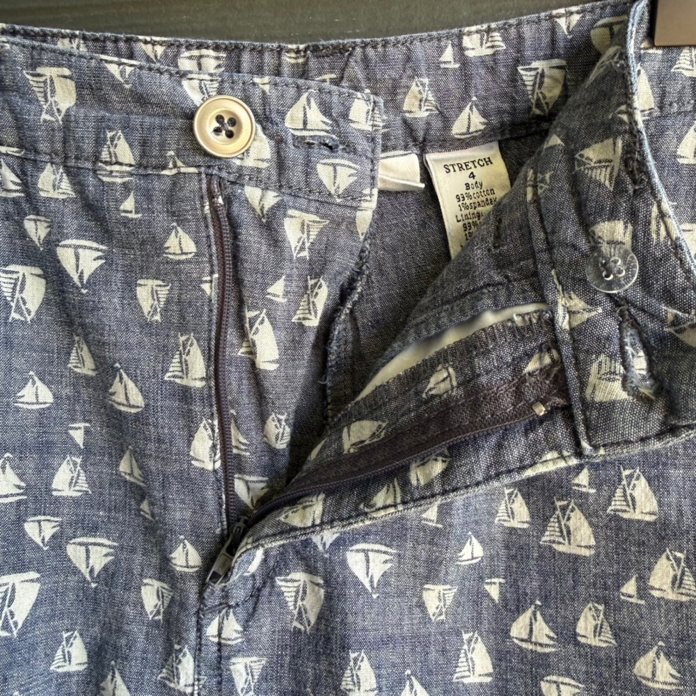 Croft & Barrow Sailboat Print Chambray Skirt Cotton Stretch Size 4 Coastal - Picture 6 of 12